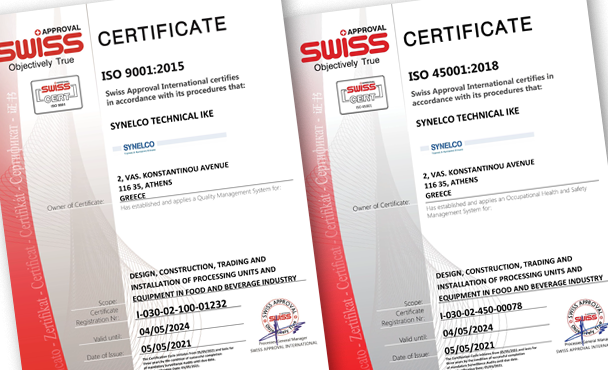 New Certifications for SYNELCO TECHNIKI.